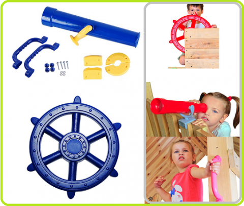 set 3in1 pirate steering wheel+telescope+handgrips blue2